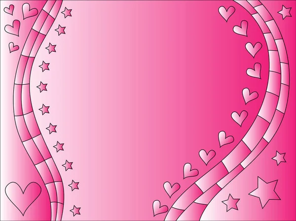 Bright Pink Gradient Background Stars Hearts — Stock Vector