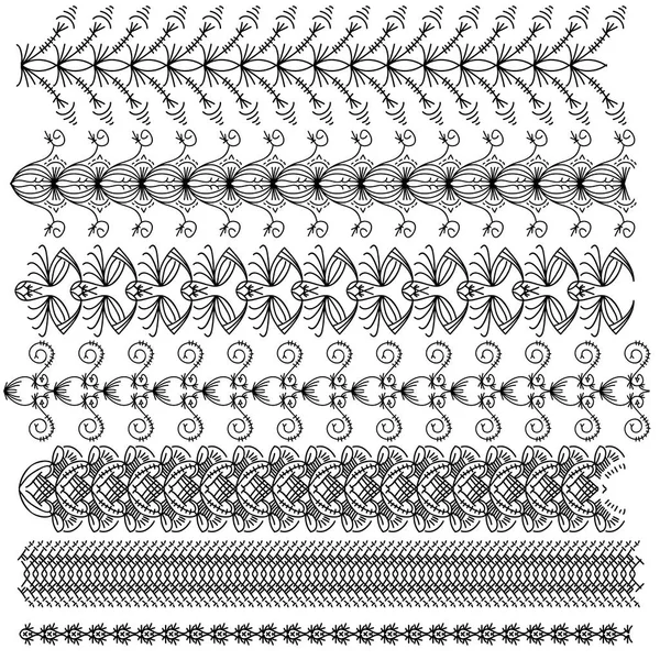 Simples Guarnições Ornamentais Pretas Coleção Corpetes — Vetor de Stock