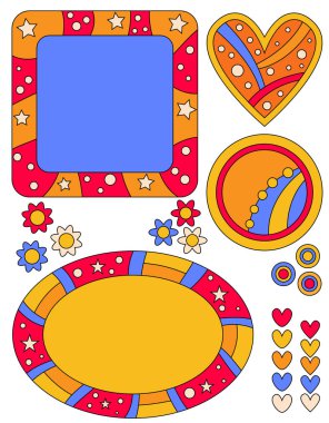 Kalpleri, etiket ve etiket ile parlak romantik sevgililer arka plan.