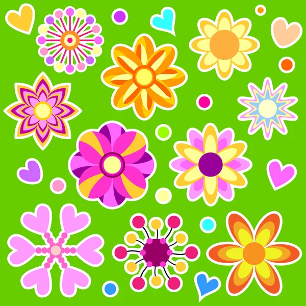 Χρωματιστό Φόντο Λουλούδια Στοιχεία — Διανυσματικό Αρχείο
