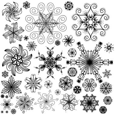 Siyah tek renkli girdap elemanları kümesi