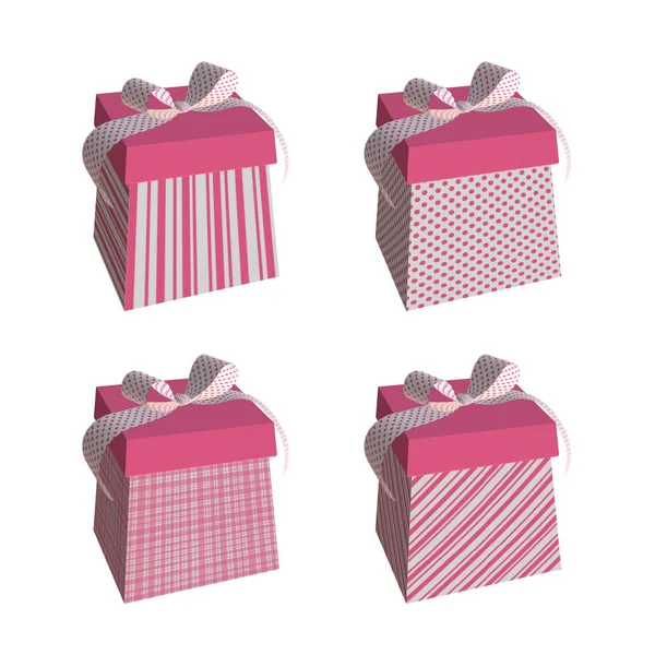 Pink White Gift Collection Bows Isolated White Background — Stock Photo, Image
