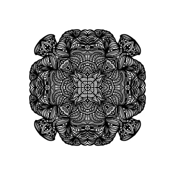 Black Detailed Ornament Isolated White Background – stockfoto