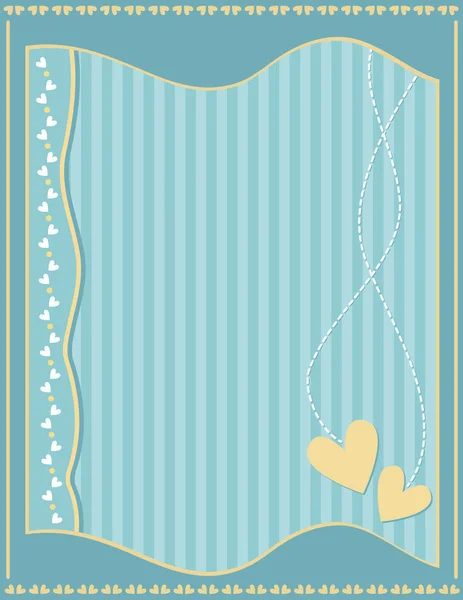 Romantic Turquoise Yellow White Background Stripes Hearts — Stock Vector