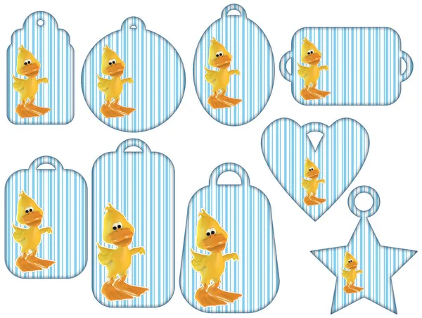 Tag collection with cute 3D ducks