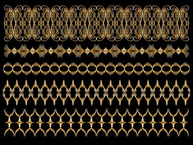 Siyah arkaplanda zarif altın süslemeler