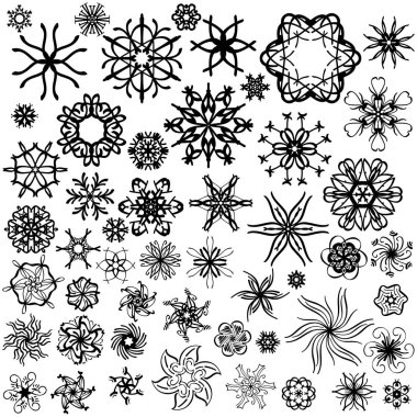 Siyah süs koleksiyonu beyaz arka plan üzerinde izole