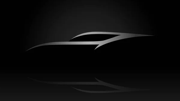 Sleek Sportscar Vehicle Silhouette Logo Black Background Vector Illustration — Stock Vector