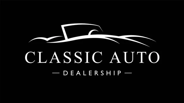 Classic Retro Style Sports Car Dealership Logo Vintage Convertible Auto — Stock Vector