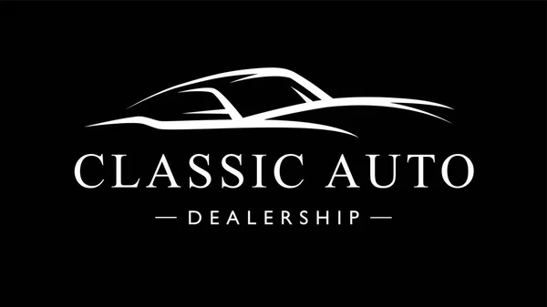 Classic Retro Style Sports Car Dealership Logo Motor Vehicle Auto — Stock Vector