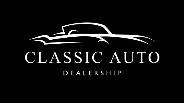 Classic Retro Style Sports Car Dealership Logo Vintage Convertible Auto — Stock Vector