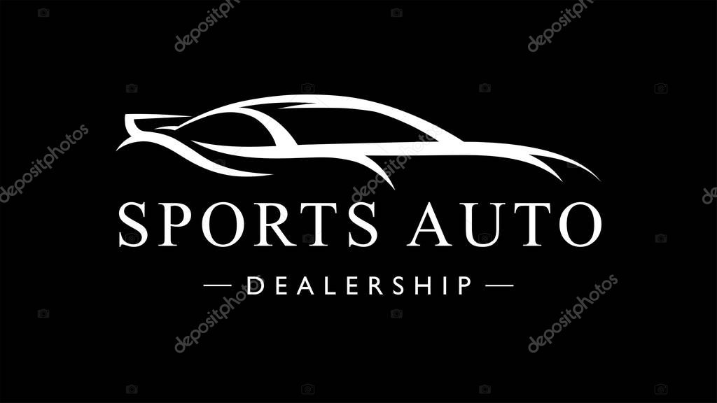 Custom auto sports car dealership logo. Motor vehicle silhouette super car design. Vector illustration.