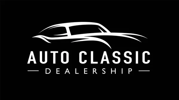 Vecchio Classico Auto Concept Line Stile Retro Auto Concessionaria Logo — Vettoriale Stock