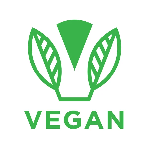 モダンなビーガン料理ロゴデザイン抽象的な緑の植物の葉のアイコン ベクトル図 — ストックベクタ