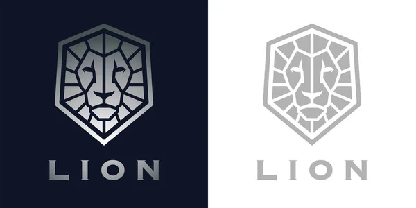 Premium Stil Abstrakt Silver Lion Head Logotyp Symbolen Blå Bakgrund — Stock vektor