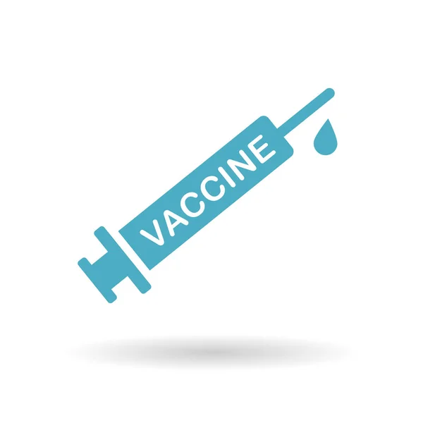 Emblem für Impfschutz mit blauer Spritze — Stockvektor