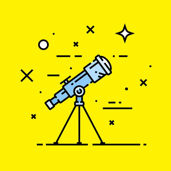 Telescope astronomy line icon — Stock Vector