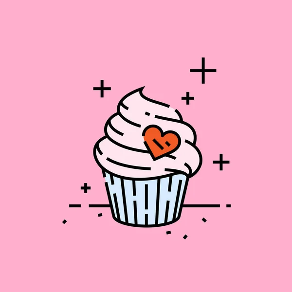 Édes szív Cupcake ikon — Stock Vector