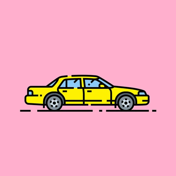 Icono de línea de coche amarillo — Vector de stock