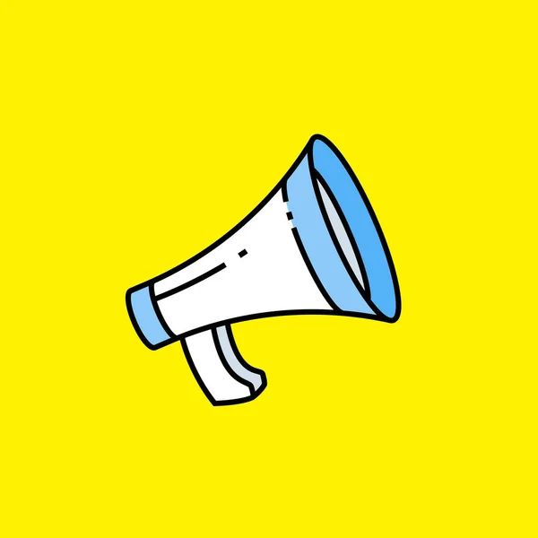 Ikona Čáry Reproduktoru Symbol Megafonu Nápis Roh Žlutém Pozadí Vektorová — Stockový vektor