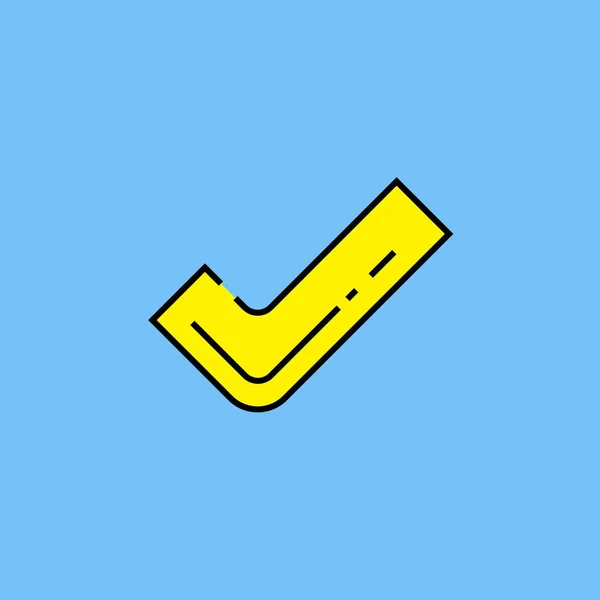 Yellow Tick Symbol Line Icon Check Mark Select Sign Isolated — Stock Vector