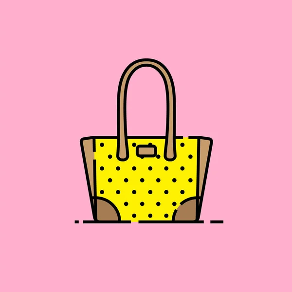 Tote Handbag Line Icon Womens Yellow Fashion Bag Symbol Isolated — Stock Vector