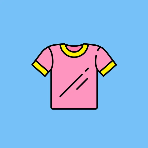 Ícone Linha Camiseta Rosa Camiseta Colorido Símbolo Isolado Fundo Azul — Vetor de Stock