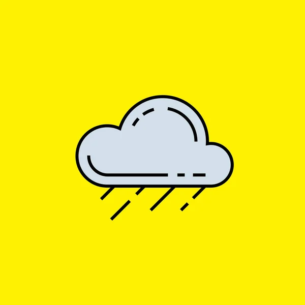 Ikona Linii Chmury Deszczowej Prosty Mokry Symbol Pogody Wyizolowany Żółtym — Wektor stockowy