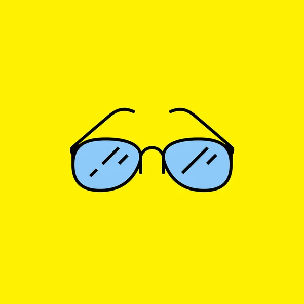 老眼鏡ラインアイコン 処方眼鏡着用記号 青い医療光学視力眼鏡グラフィックは 黄色の背景に隔離されています ベクトルイラスト — ストックベクタ