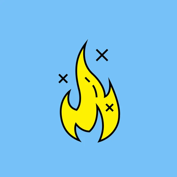 Значок Линии Огня Символ Воспламеняющейся Искры Просто Желтый Символ Огня — стоковый вектор