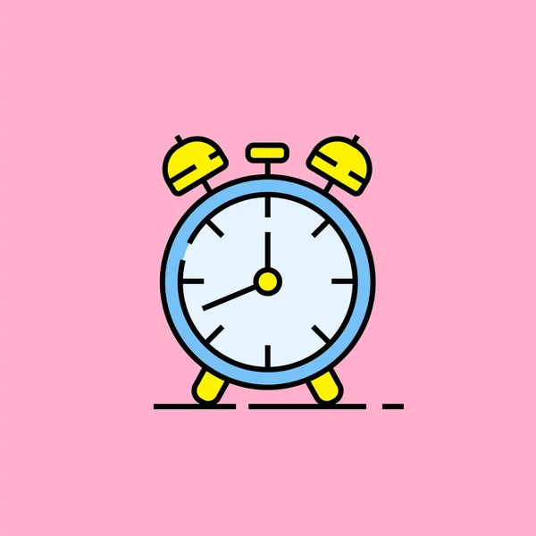 ピンクの背景に隔離されたレトロな目覚まし時計ラインアイコン ウェイクアップタイムシンボル ベクトルイラスト — ストックベクタ