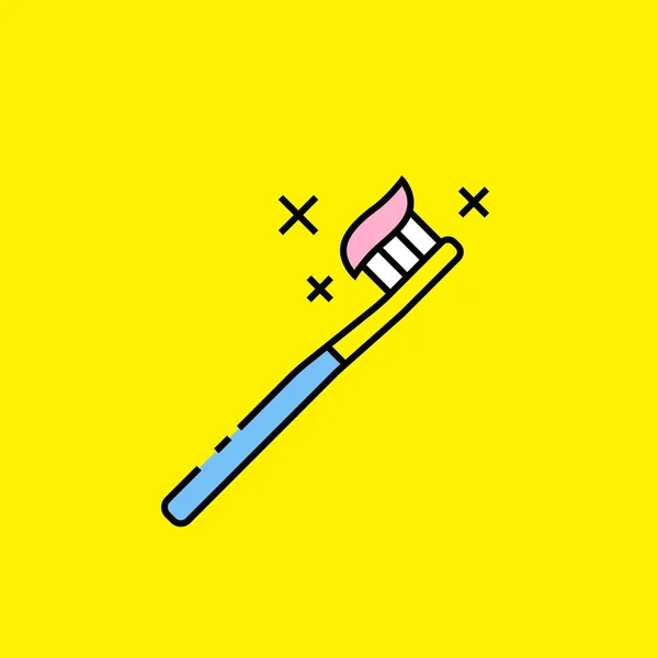 Πολύχρωμο Εικονίδιο Της Γραμμής Οδοντόβουρτσα Απλό Πινέλο Σύμβολο Ροζ Οδοντόκρεμας — Διανυσματικό Αρχείο
