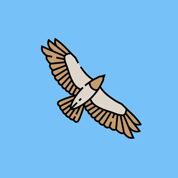 Icône Ligne Vol Aigle Symbole Envergure Faucon Oiseau Proie Volant — Image vectorielle