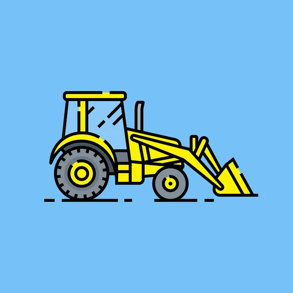 Icône Ligne Bulldozer Jaune Véhicule Construction Symbole Isolé Sur Fond — Image vectorielle