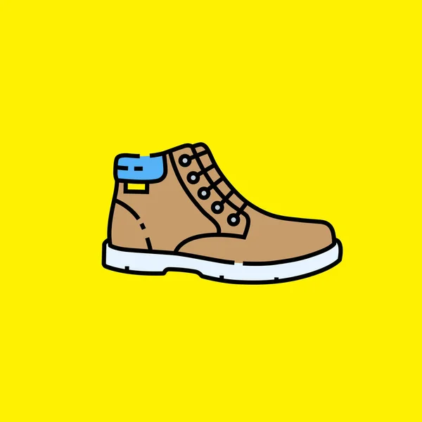 Icono Línea Bota Cuero Casual Zapatos Invierno Para Hombre Aislados — Vector de stock