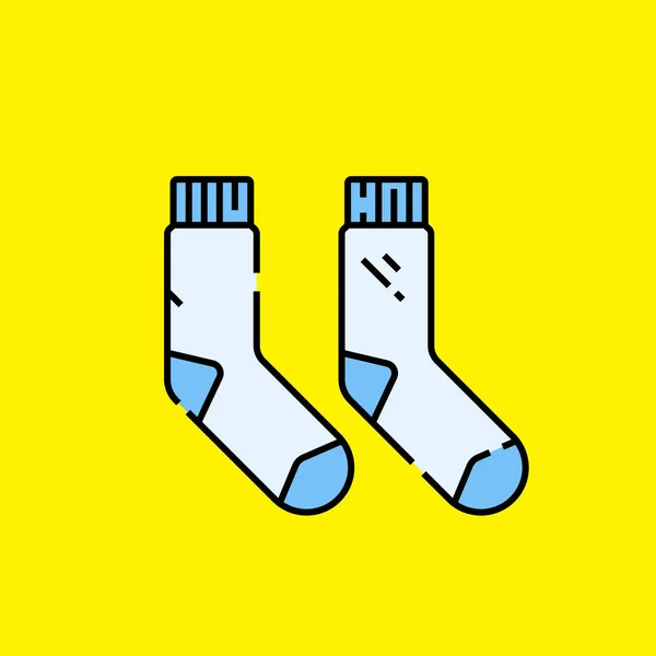 Socks Line Icon White Blue Pair Cotton Socks Graphic Isolated — Stock Vector