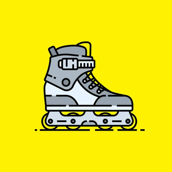 Inline Skates Line Icon Roller Skate Blades Graphic Isolated Yellow — Stock Vector