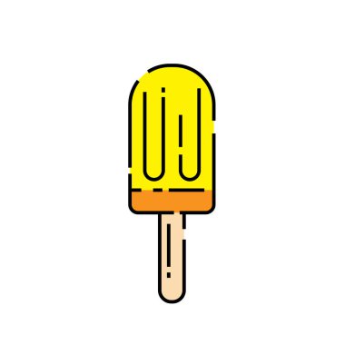 Buz pop Line simgesi. Yaz meyve dondurma sembolü. Sopa tabelası üzerinde Frozen Lolly. Vektör Illustration.