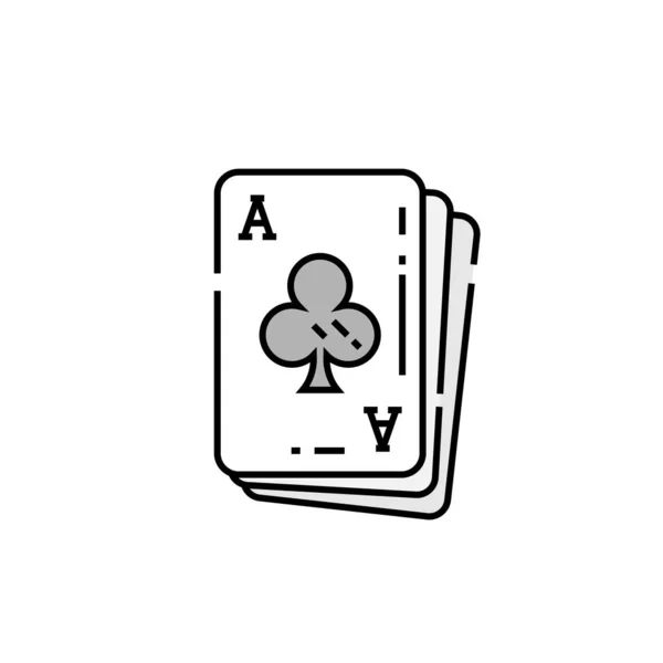 クラブのエースカードラインアイコン ポーカートランプのシンボル ベクトルイラスト — ストックベクタ
