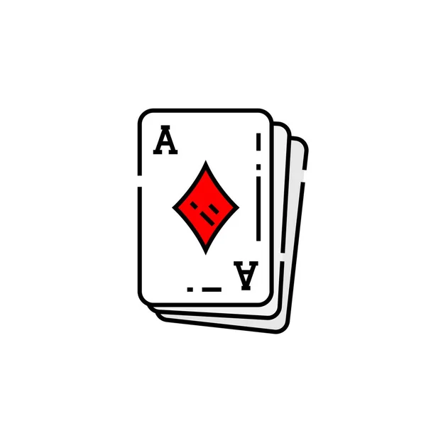 Diamantes Ícone Linha Cartão Símbolo Cartas Poker Ilustração Vetorial — Vetor de Stock