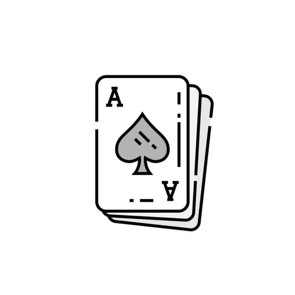 Ace Spades Card Line Icon Poker Playing Cards Symbol Vector — Stock Vector