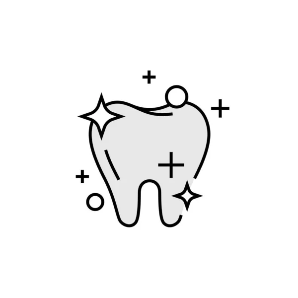 Icono Sano Línea Dental Limpia Símbolo Dientes Cuidado Dental Ilustración — Vector de stock