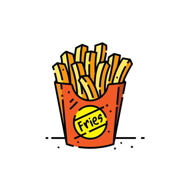 Pommes Frites Linje Ikon Snabbmat Potatischips Grafik Vektor Illustration — Stock vektor