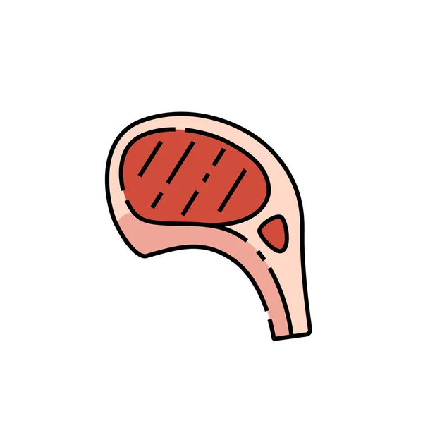 Jagnięcina Ikona Linii Chop Symbol Czerwonego Mięsa Znak Muttona Ilustracja — Wektor stockowy