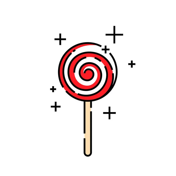 Lutscher Zeile Symbol Rot Weißes Wirbelndes Bonbon Lolly Symbol Vektorillustration — Stockvektor