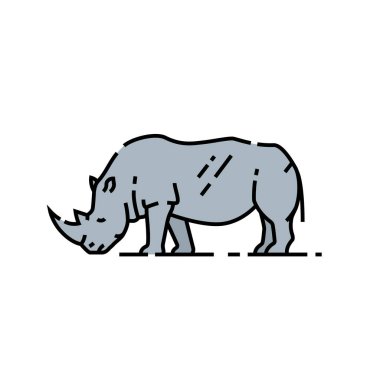 Rhino hattı simgesi. Afrika beyaz gergedan sembolü. Wildlife Safari hayvan simgesi. Vektör Illustration. 