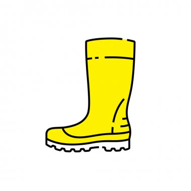 Sarı giydiğinizden çizgi simgesi. Wellingtons sembolü. Wellies çizme işareti. Vektör Illustration.
