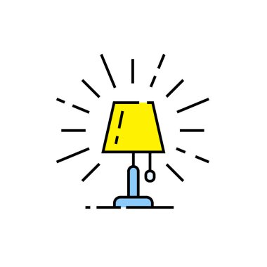 Masa lambası çizgisi simgesi. Sarı Abajur ışık sembolü. Vektör Illustration.