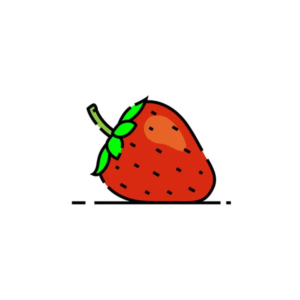 Aardbei Lijn Icoon Dessert Berry Symbool Zoete Rode Vruchten Teken — Stockvector