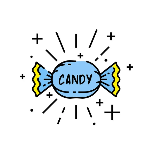 Candy Line Icon Sugar Treat Sign Sweet Wrapper Symbol Vector — Stock Vector